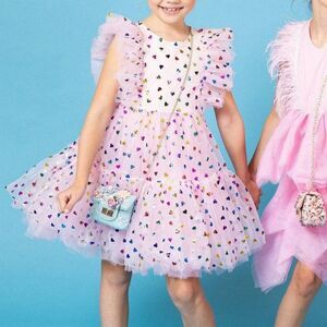 Lola and The Boys Girls Rainbow Hearts Tulle Dress Party